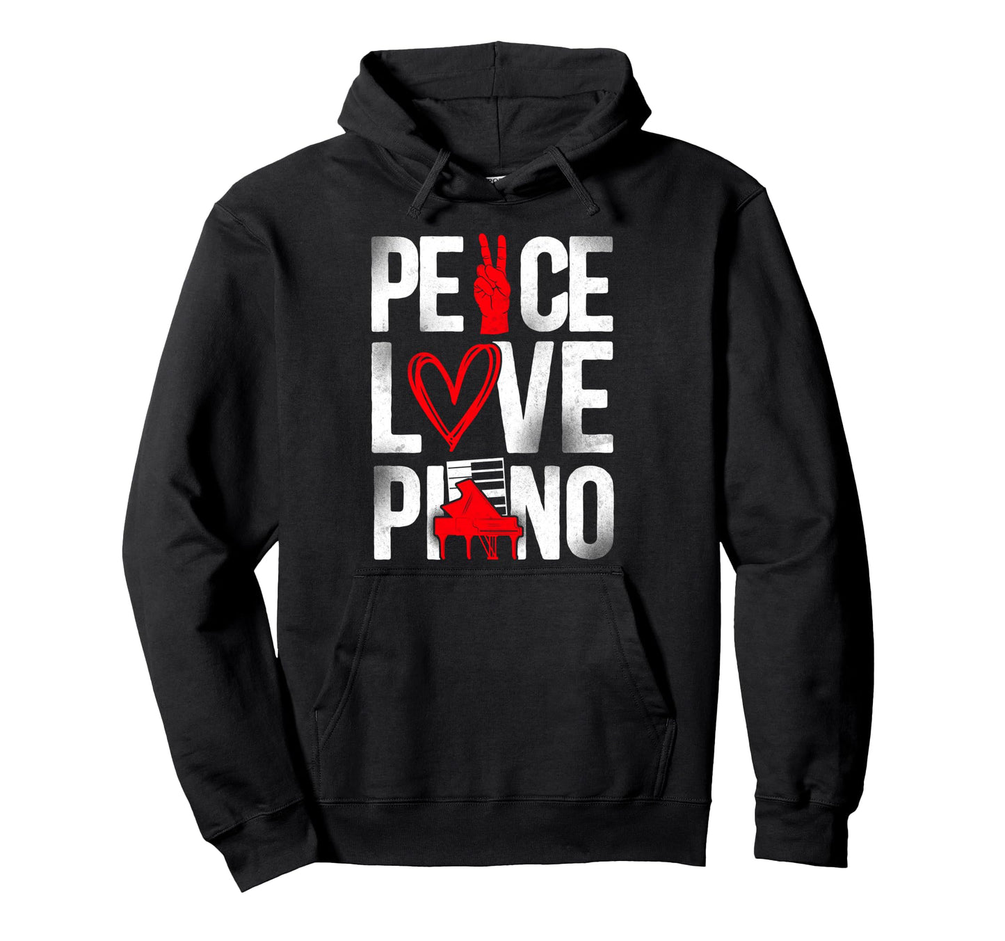 Piano Teacher Pianist Keyboard Peace Love Hoodie - Novelty Apparel Unisex - T-Shirt, Sweatshirt, Hoodie