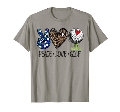 Peace Love Golf Funny Leopard Heart T-Shirt - Streetwear Style Men Women - T-Shirt, Sweatshirt, Hoodie