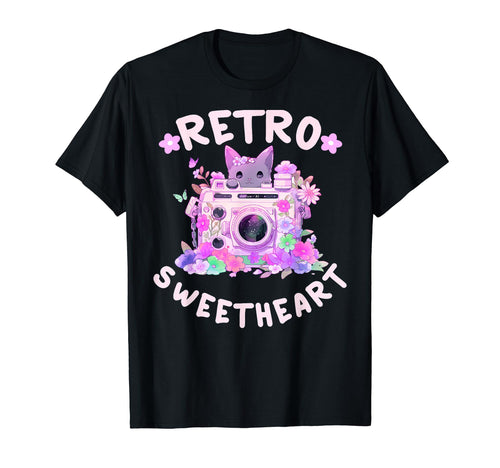 Sweetheart Kawaii Floral Camera Groovy T-Shirt - Unique Graphic Men Women - T-Shirt, Sweatshirt, Hoodie