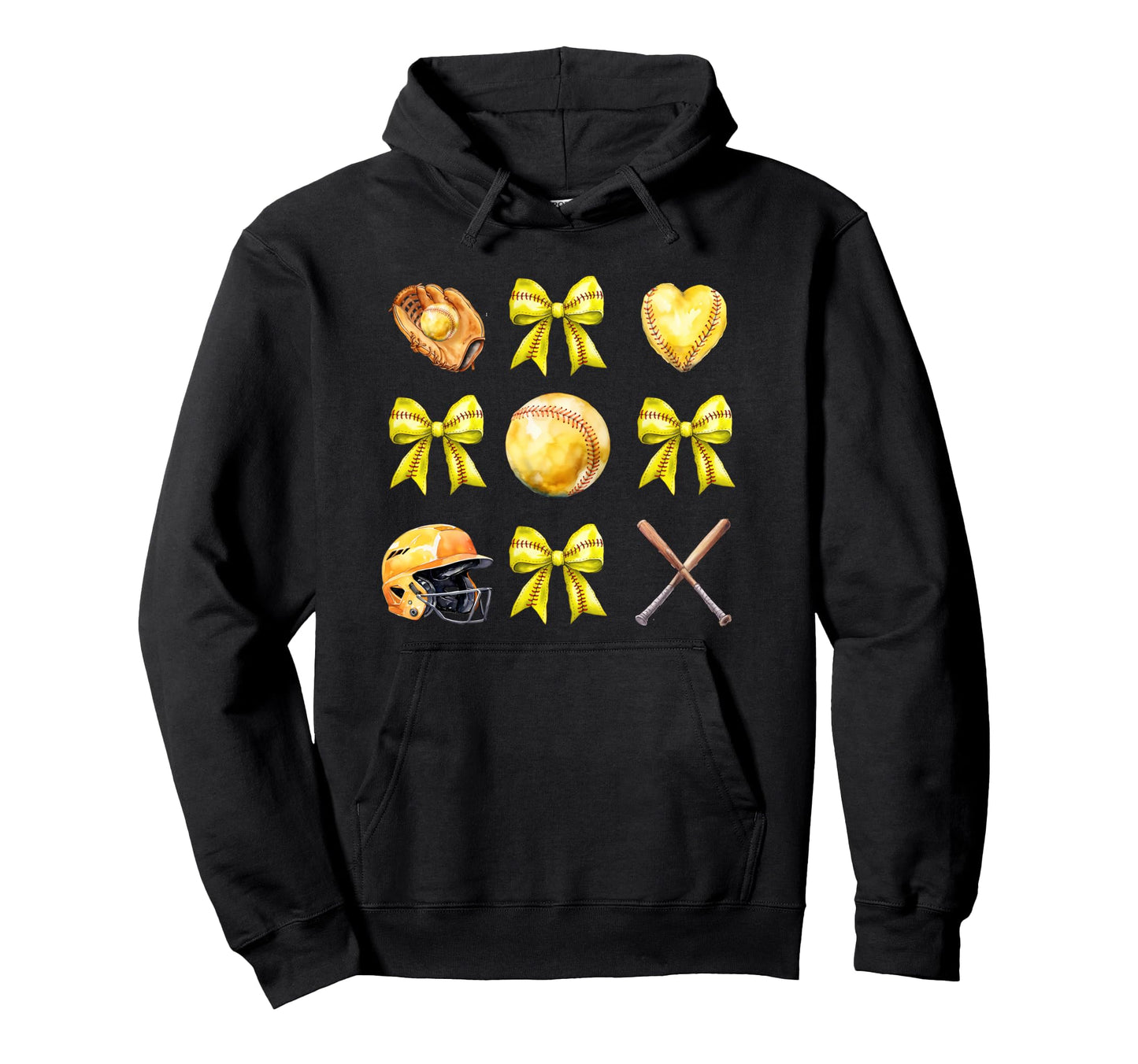 Softball Bow Coquette Softball Mom Hoodie - Fun Novelty Design Men Women - T-Shirt, Sweatshirt, Hoodie