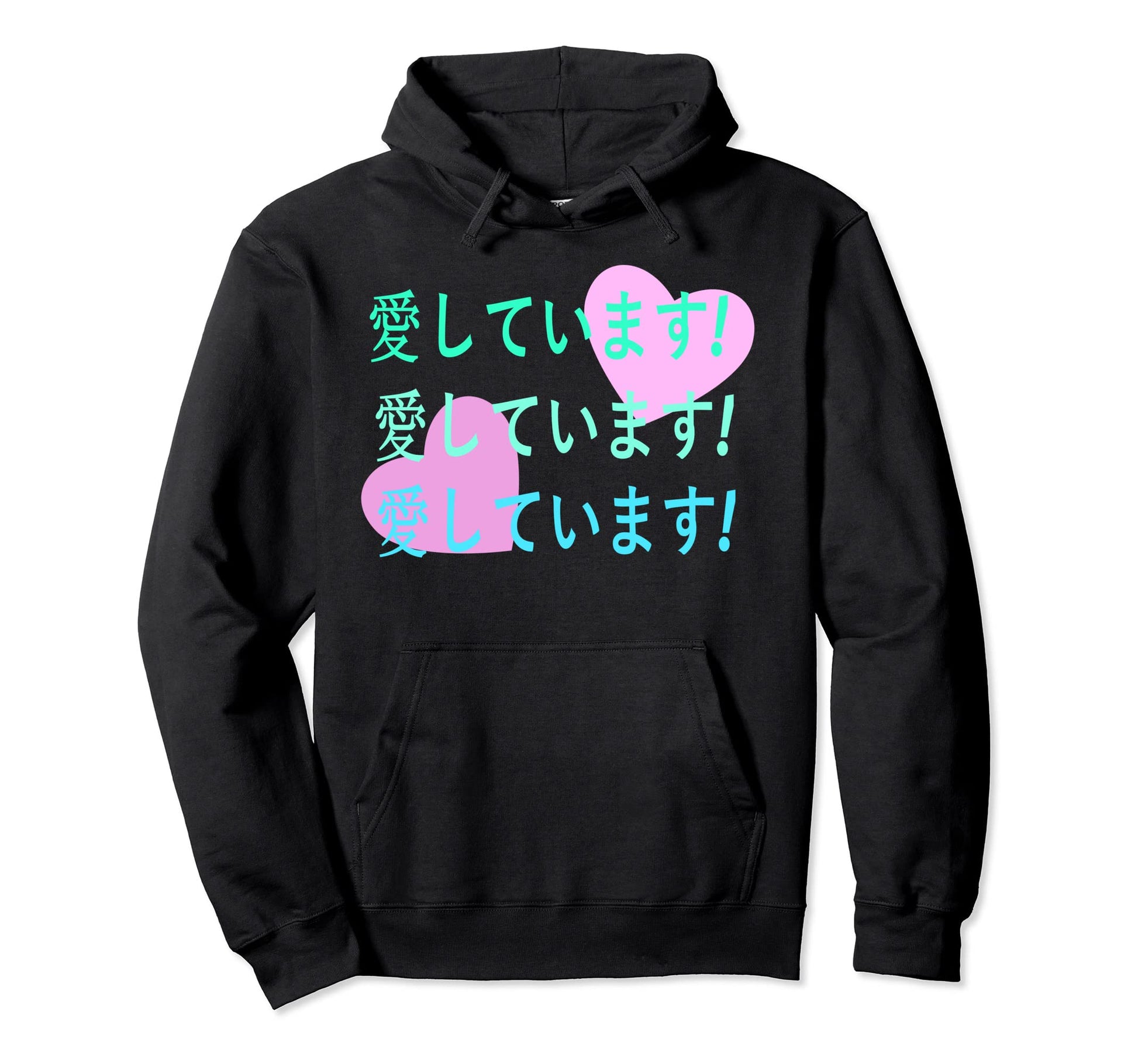 I Love You Japan Writing Hearts Hoodie - Aesthetic Graphic Men Women - T-Shirt, Sweatshirt, Hoodie