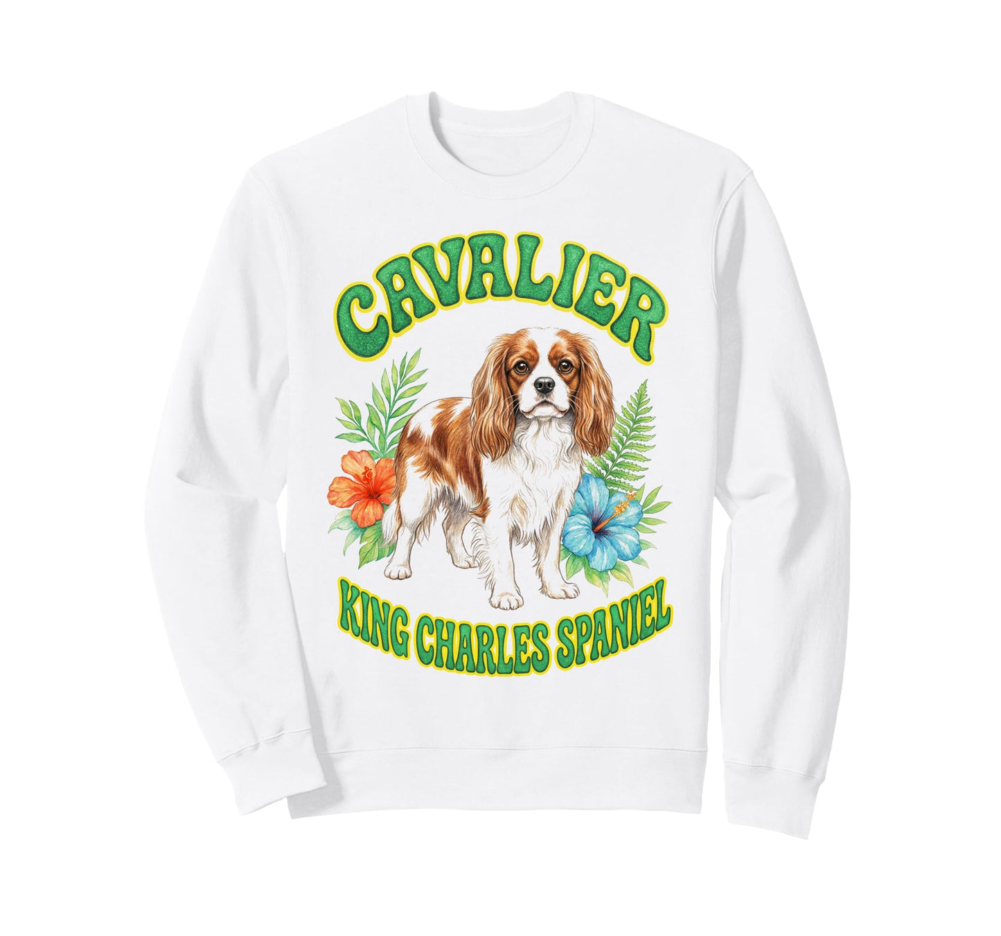 Cavalier King Charles Spaniel Groovy Sweatshirt - Custom Art Print Unisex - T-Shirt, Sweatshirt, Hoodie
