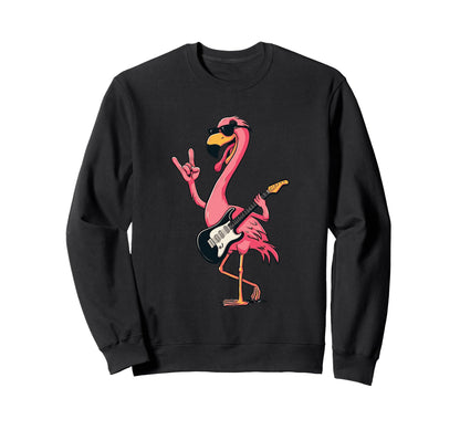 Flamingo Guitar Player Rock Music Sweatshirt - Novelty Apparel Unisex - T-Shirt, Sweatshirt, Hoodie