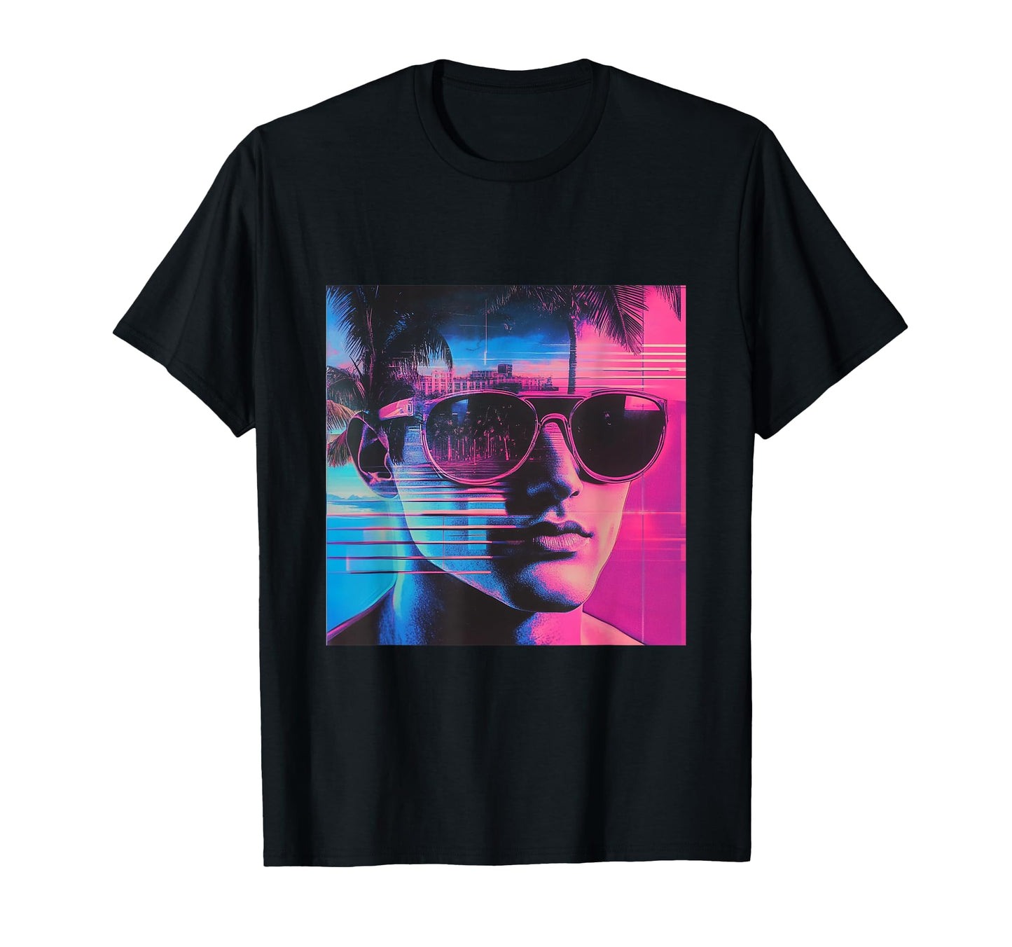 80S Aesthetic Vaporwave Sunglasses T-Shirt - Custom Art Print Unisex - T-Shirt, Sweatshirt, Hoodie