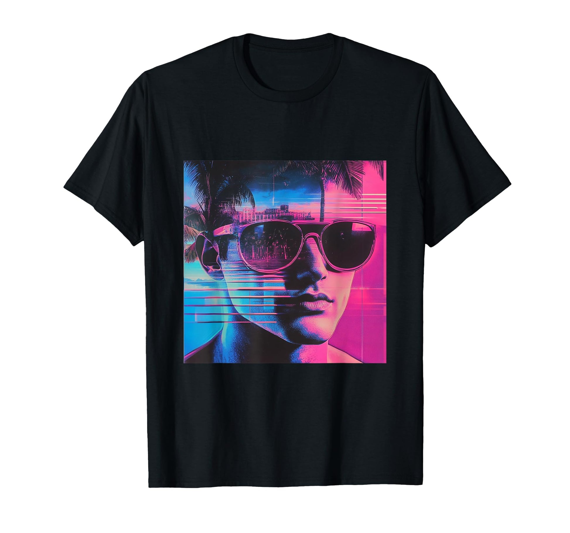 80S Aesthetic Vaporwave Sunglasses T-Shirt - Custom Art Print Unisex - T-Shirt, Sweatshirt, Hoodie