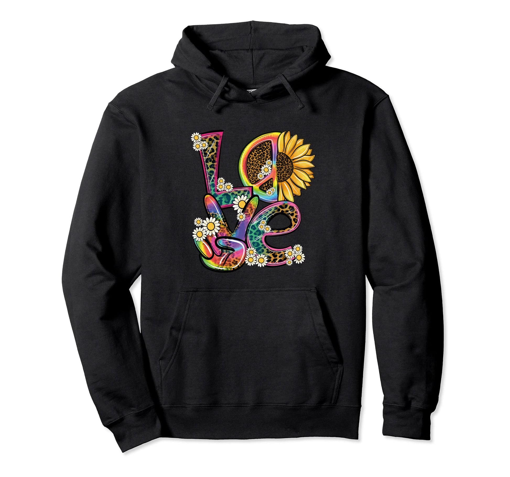 Hippie Love Groovy Tie Dye Rainbow Hoodie - Minimalist Print for Adults - T-Shirt, Sweatshirt, Hoodie