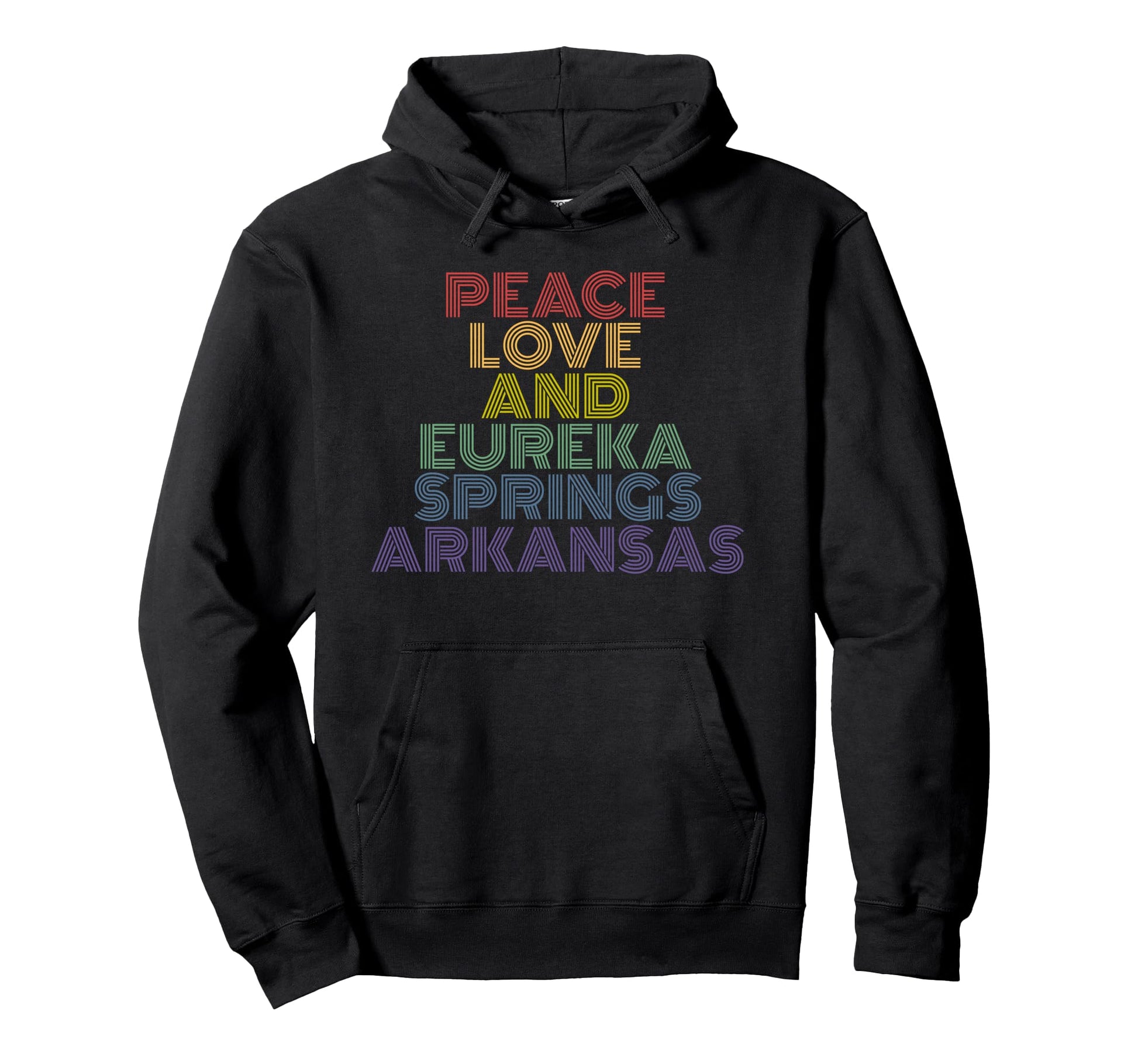 Peace Love Eureka Springs Arkansas Hoodie - Unique Graphic for Adults - T-Shirt, Sweatshirt, Hoodie