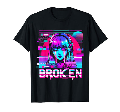 Sad Anime Japanese Vaporwave Aesthetic T-Shirt - Graphic Print Men Women - T-Shirt, Sweatshirt, Hoodie