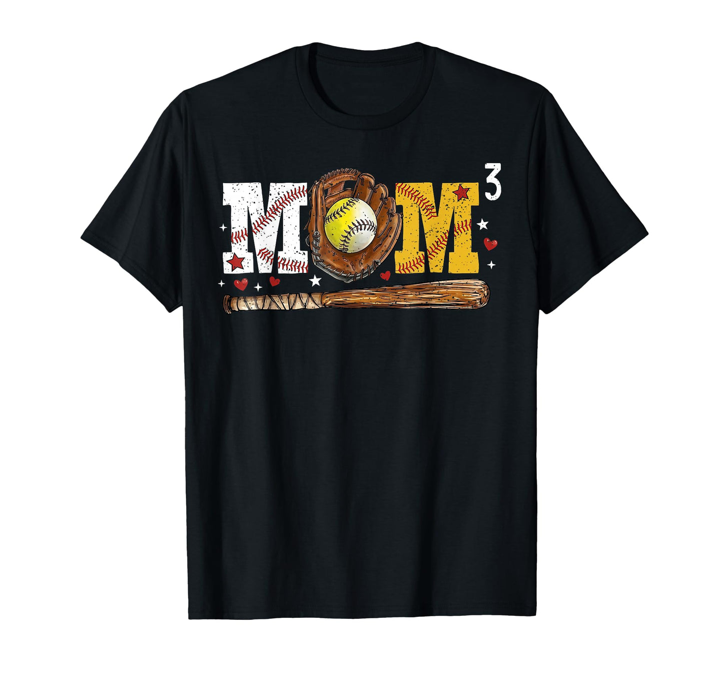 Mom Baseball Softball Mother Three Sports T-Shirt - Trendy Graphic Unisex - T-Shirt, Sweatshirt, Hoodie