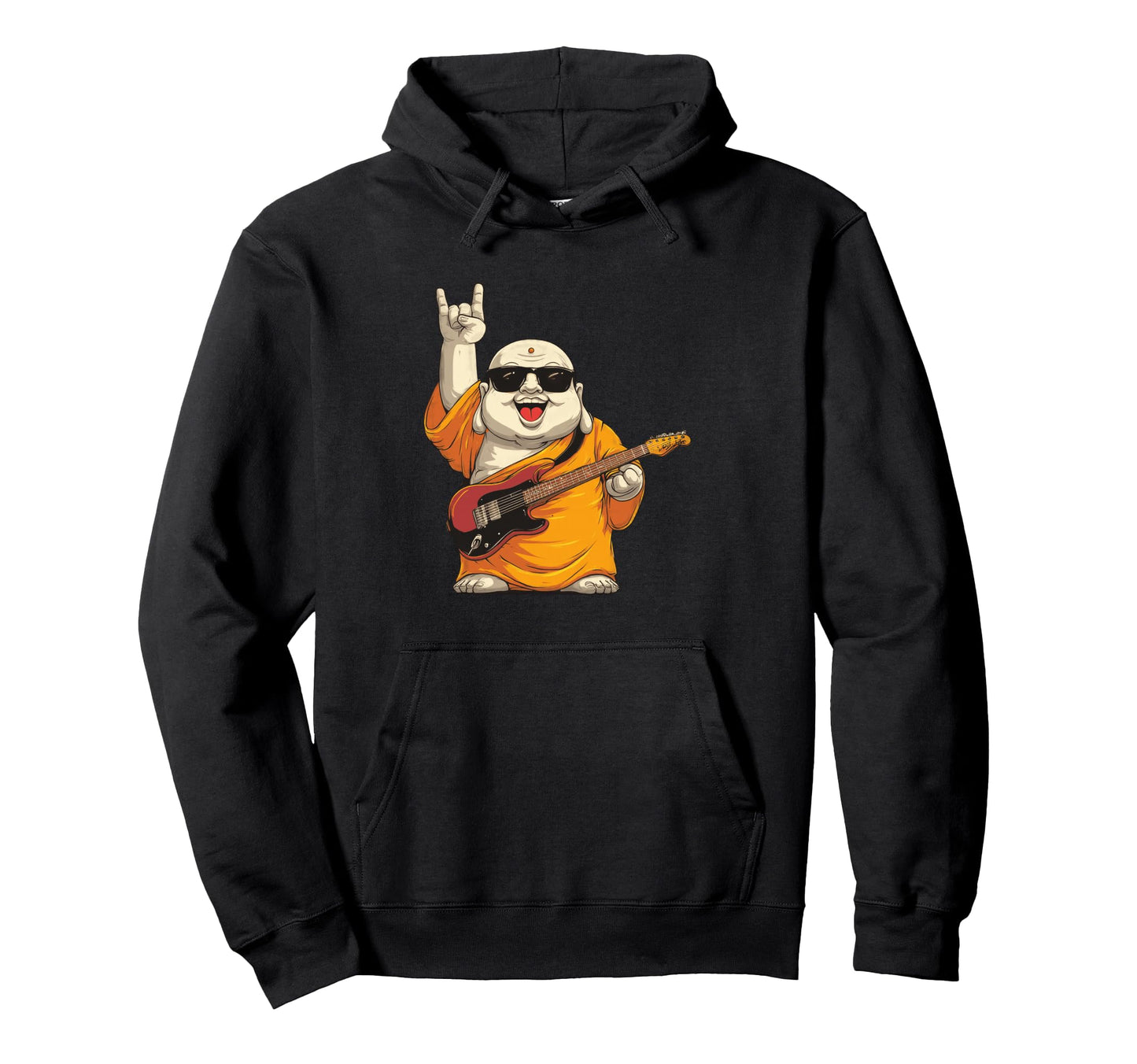 Funny Monk Guitar Player Rock Music Hoodie - Unique Graphic Men Women - T-Shirt, Sweatshirt, Hoodie