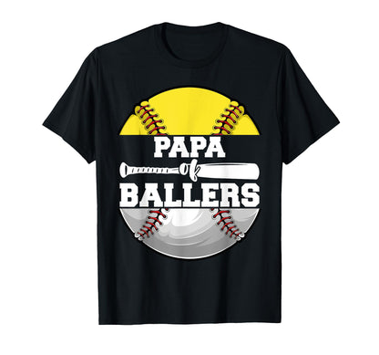 Papa Ballers Funny Softball Baseball T-Shirt - Minimalist Print for Adults - T-Shirt, Sweatshirt, Hoodie
