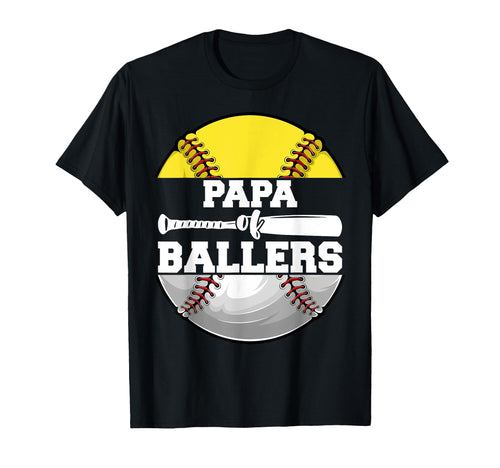 Papa Ballers Funny Softball Baseball T-Shirt - Minimalist Print for Adults - T-Shirt, Sweatshirt, Hoodie