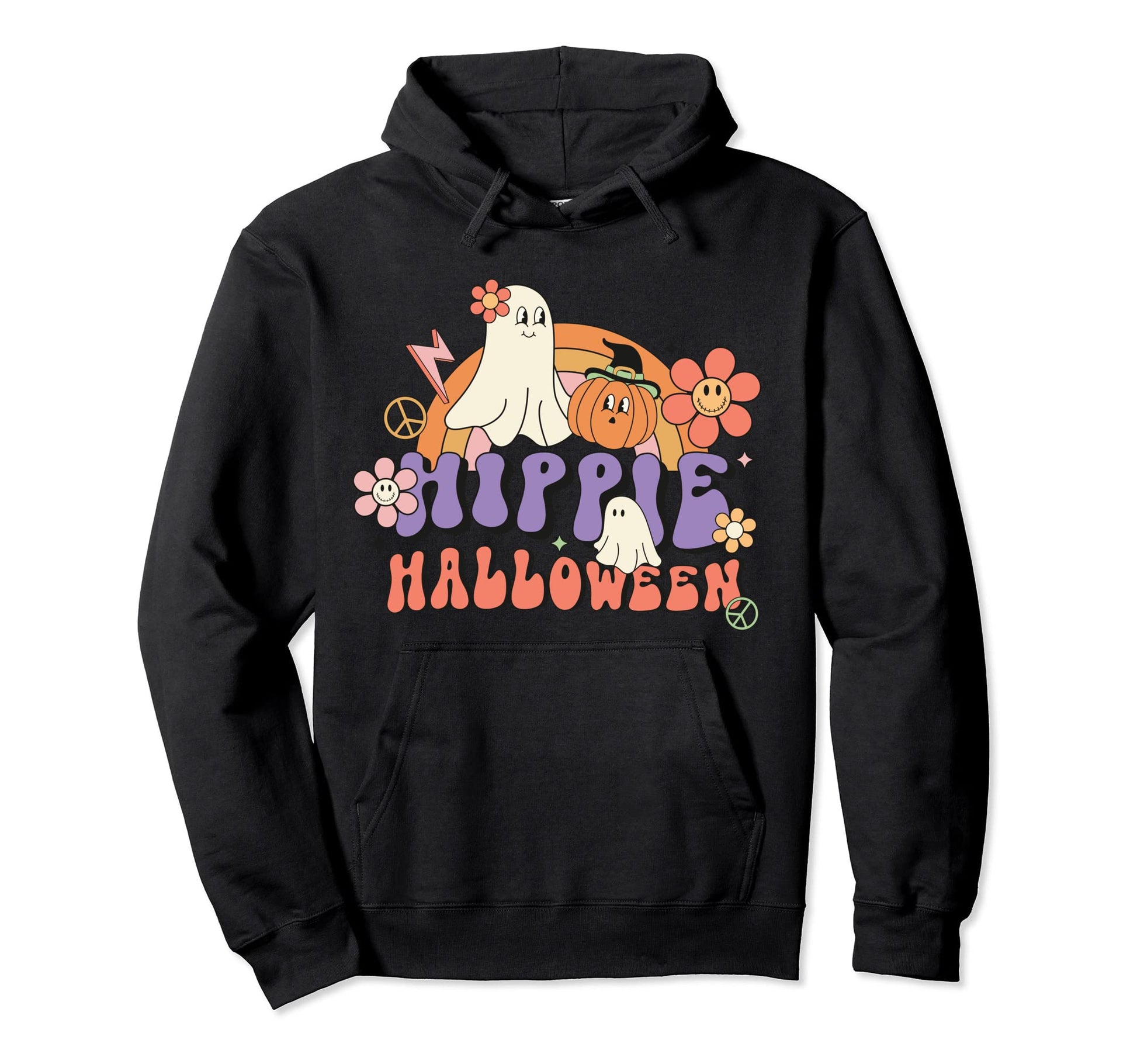 Hippie Halloween Floral Flower Lazy Hoodie - Streetwear Style for Adults - T-Shirt, Sweatshirt, Hoodie