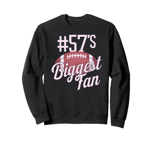 Number 57 Biggest Fan Football Mom Sweatshirt - Graphic Print for Adults - T-Shirt, Sweatshirt, Hoodie