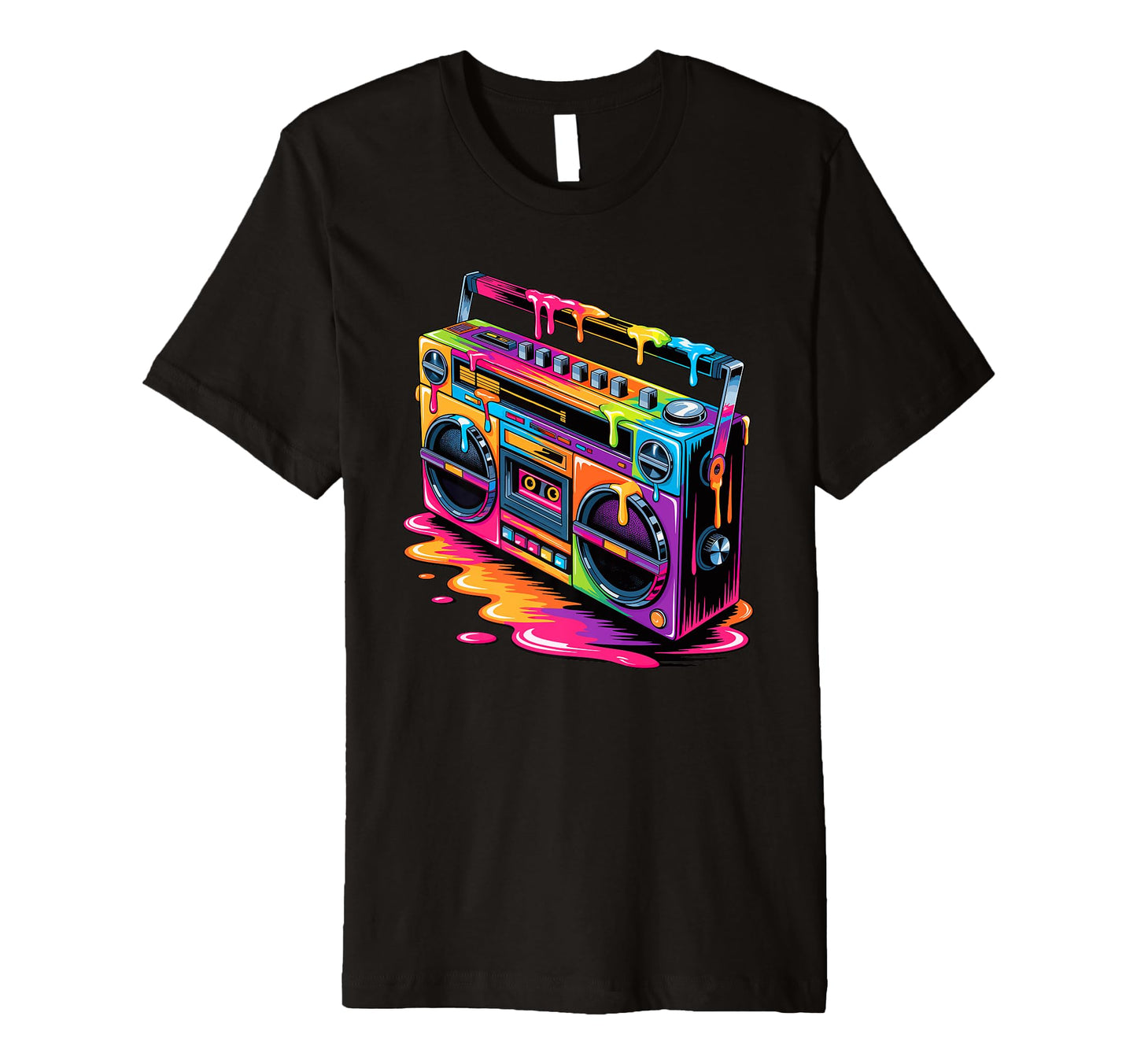 Dripping Paint Boombox Old School T-Shirt - Casual Everyday Wear Men Women - T-Shirt, Sweatshirt, Hoodie