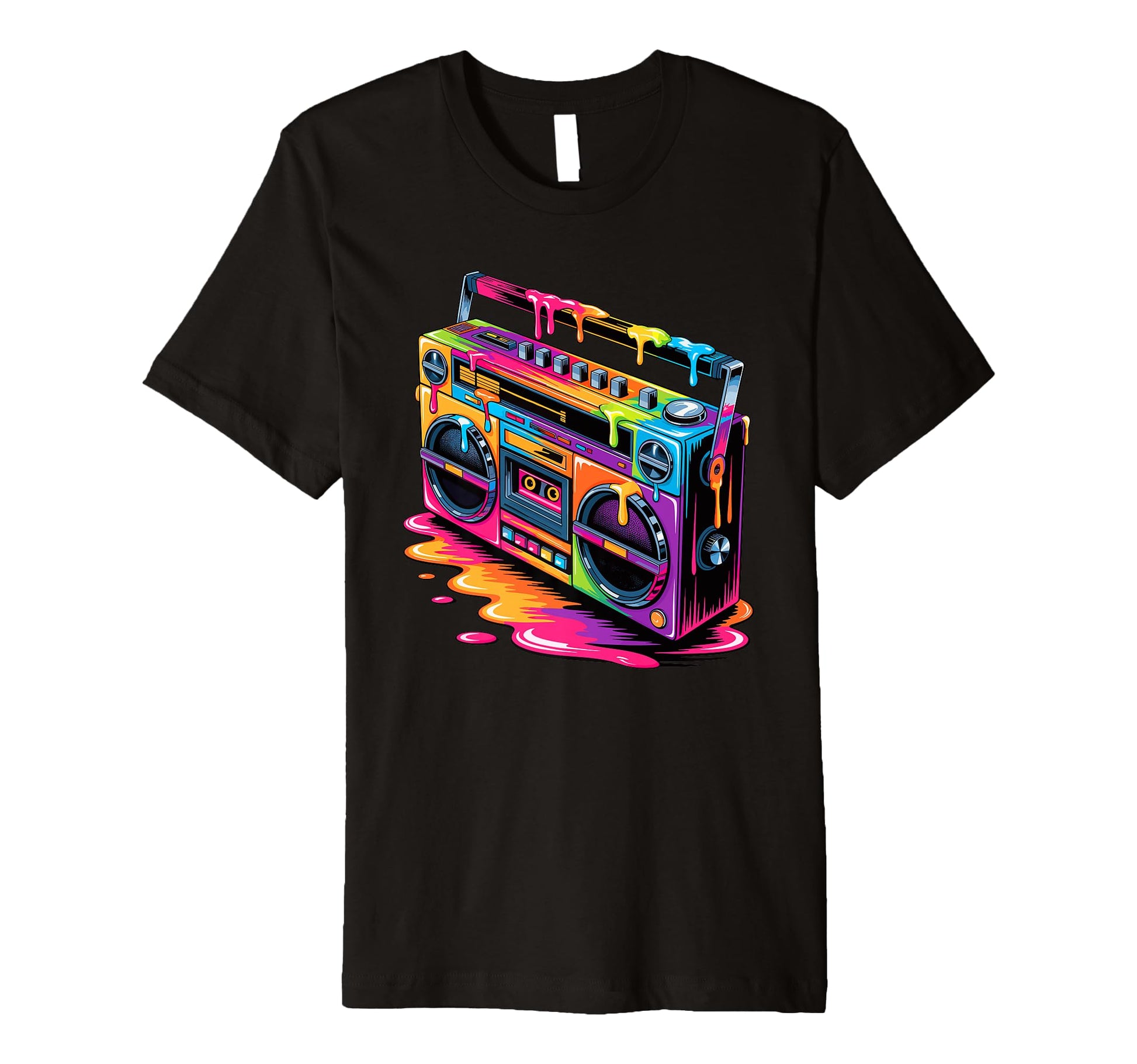 Dripping Paint Boombox Old School T-Shirt - Casual Everyday Wear Men Women - T-Shirt, Sweatshirt, Hoodie