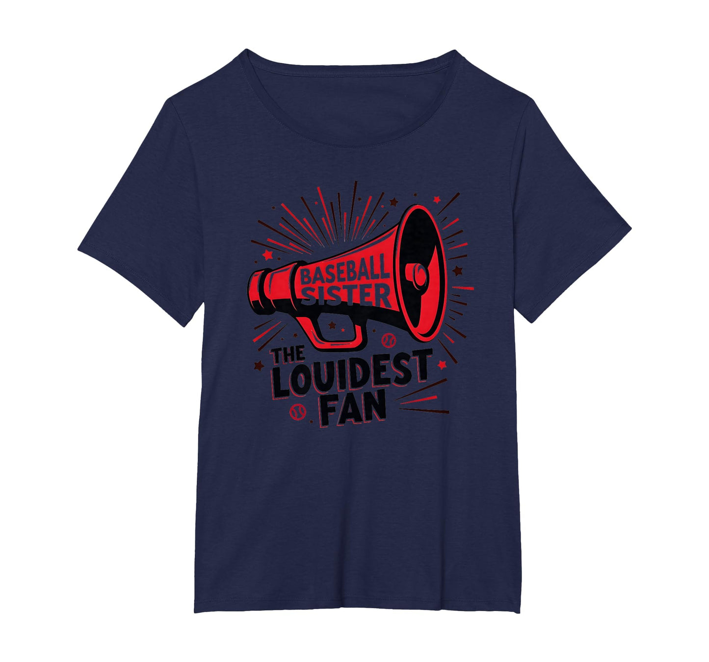 Baseball Sister Loudest Fan Megaphone T-Shirt - Aesthetic Graphic Unisex - T-Shirt, Sweatshirt, Hoodie