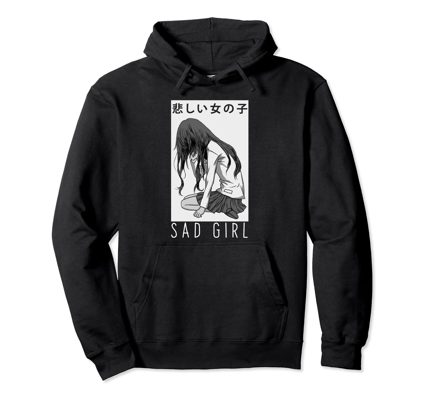 Sad Anime Aesthetic Vaporwave Japanese Hoodie - Minimalist Print Unisex - T-Shirt, Sweatshirt, Hoodie