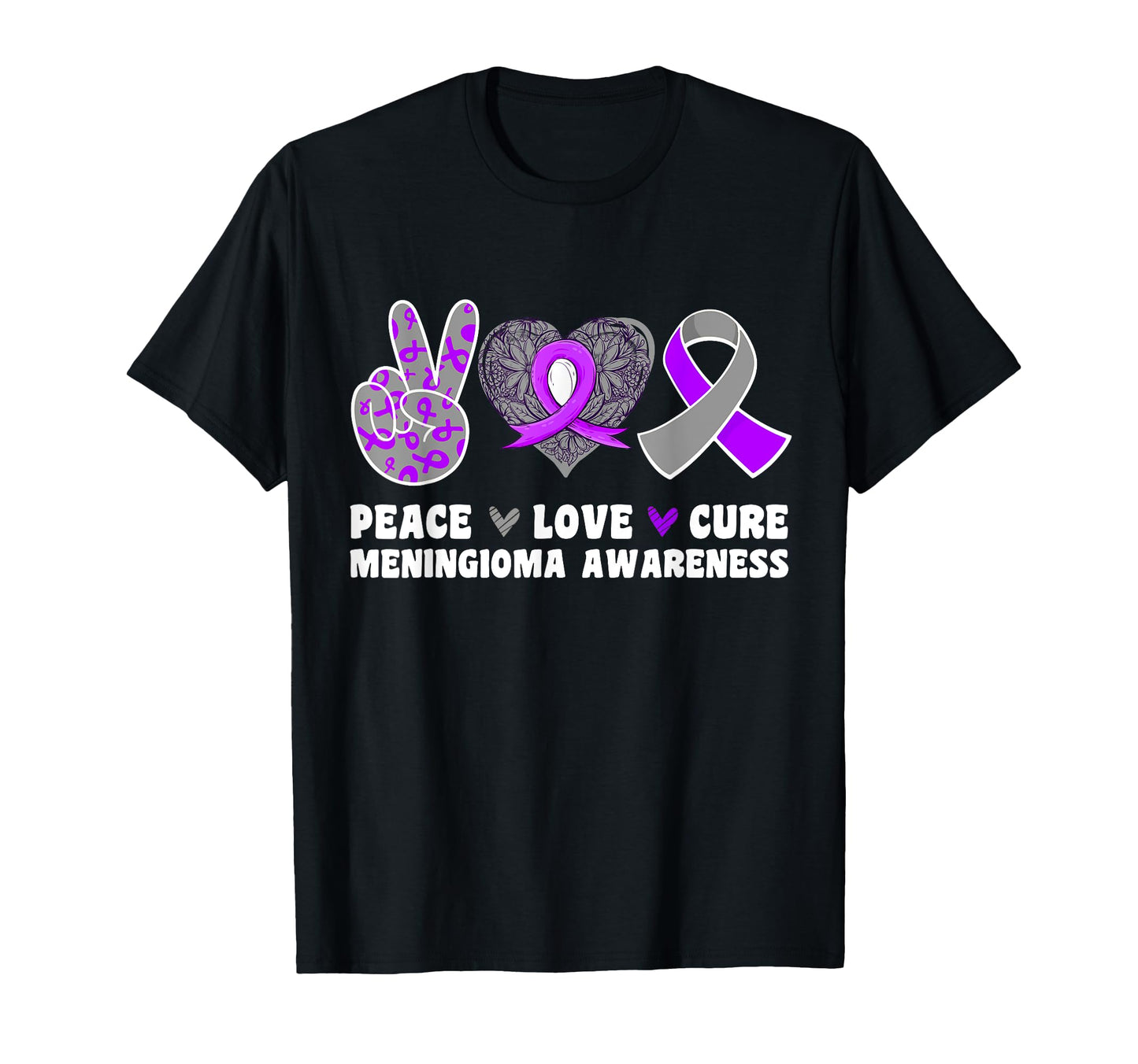 Peace Love Cure Meningioma Awareness T-Shirt - Trendy Graphic Men Women - T-Shirt, Sweatshirt, Hoodie