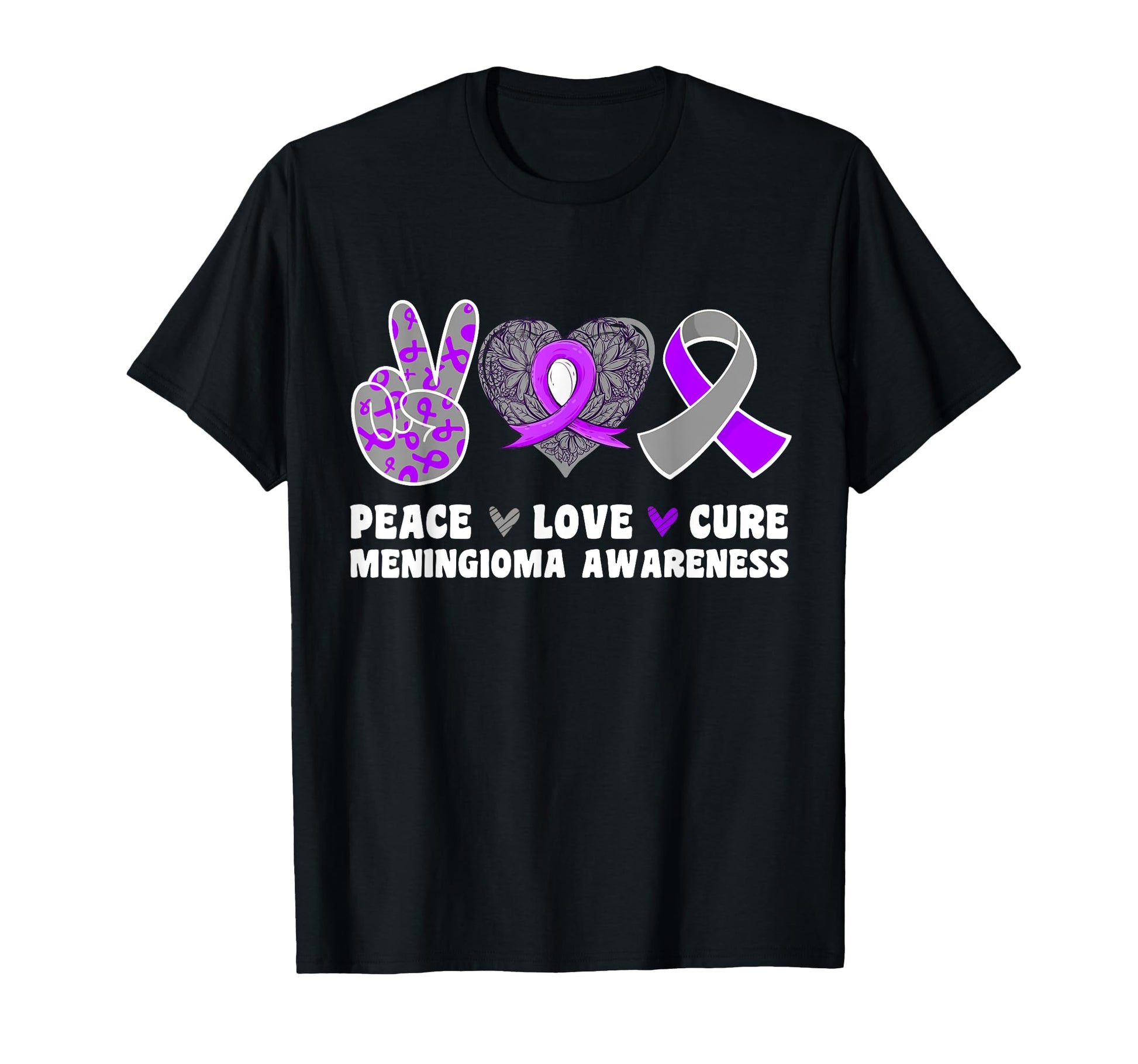 Peace Love Cure Meningioma Awareness T-Shirt - Trendy Graphic Men Women - T-Shirt, Sweatshirt, Hoodie