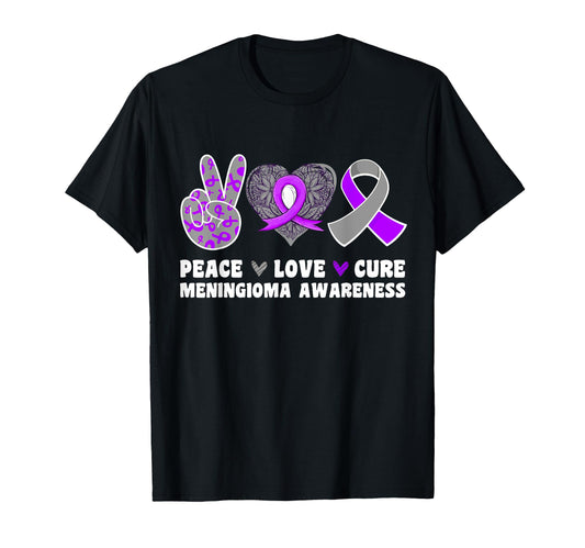 Peace Love Cure Meningioma Awareness T-Shirt - Trendy Graphic Men Women - T-Shirt, Sweatshirt, Hoodie