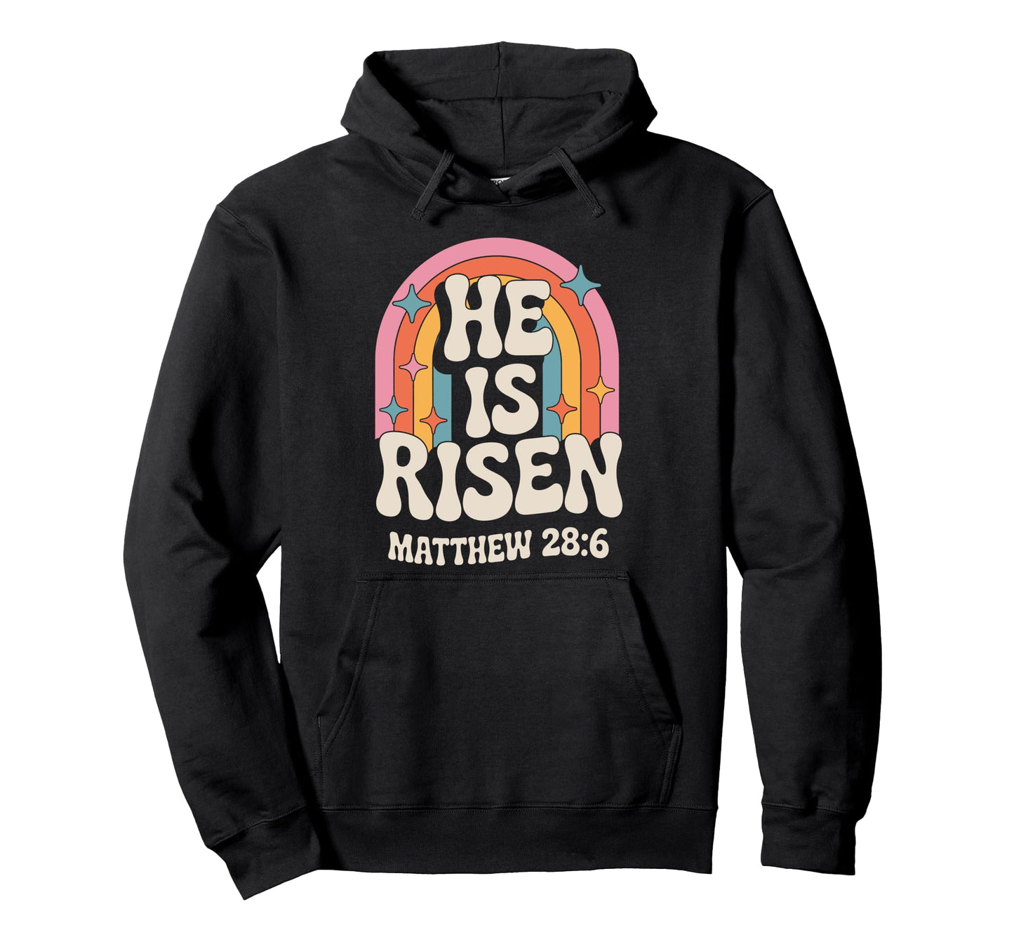 He Is Risen Matthew 28 6 Rainbow 70S Hoodie - Unique Graphic for Adults - T-Shirt, Sweatshirt, Hoodie