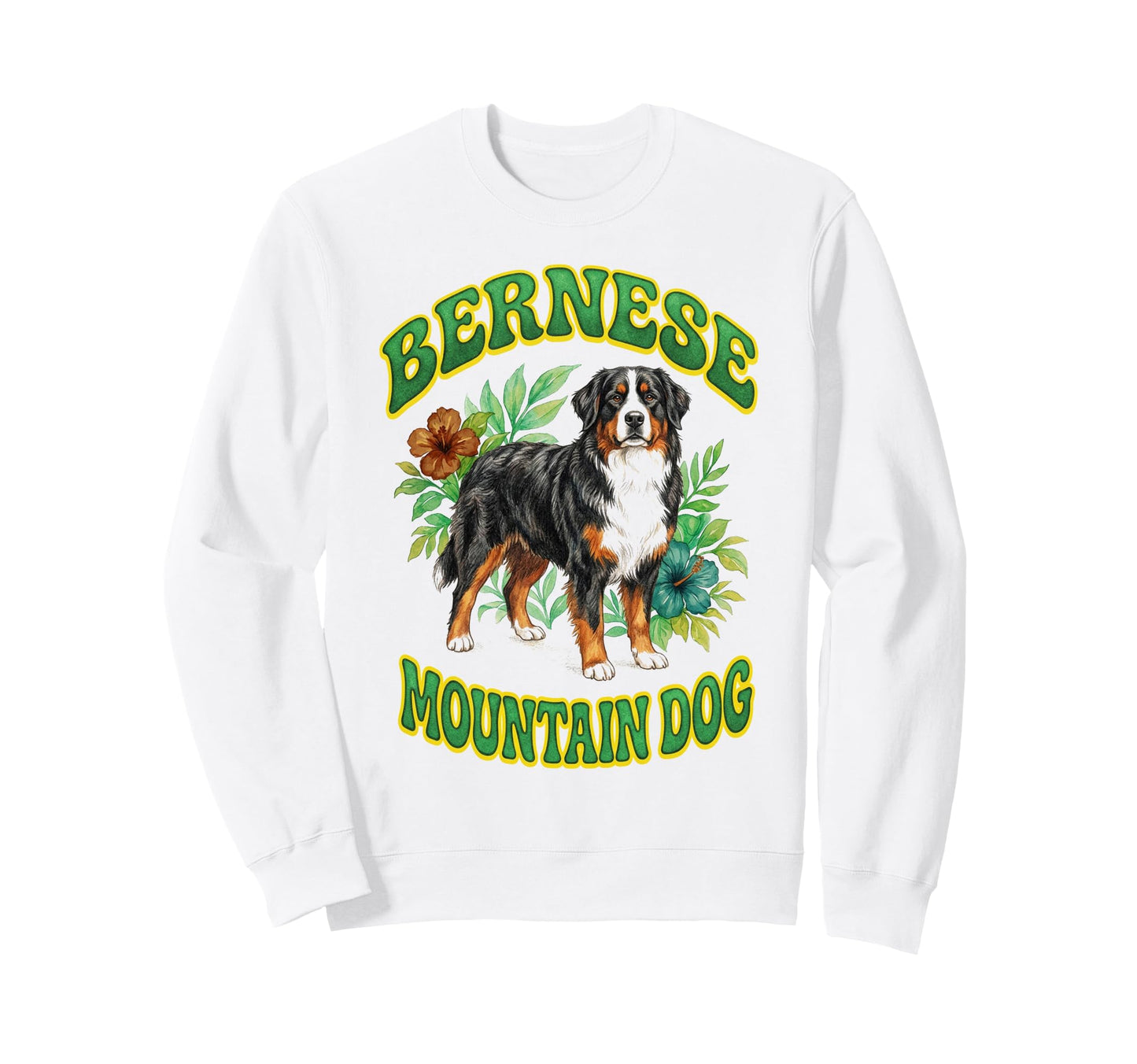Bernese Mountain Dog Groovy Sweatshirt - Custom Art Print for Adults - T-Shirt, Sweatshirt, Hoodie