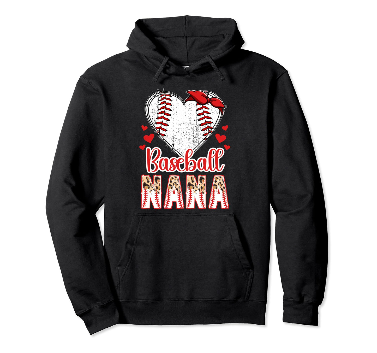 Baseball Nana Leopard Grandma Nana Hoodie - Aesthetic Graphic for Adults - T-Shirt, Sweatshirt, Hoodie
