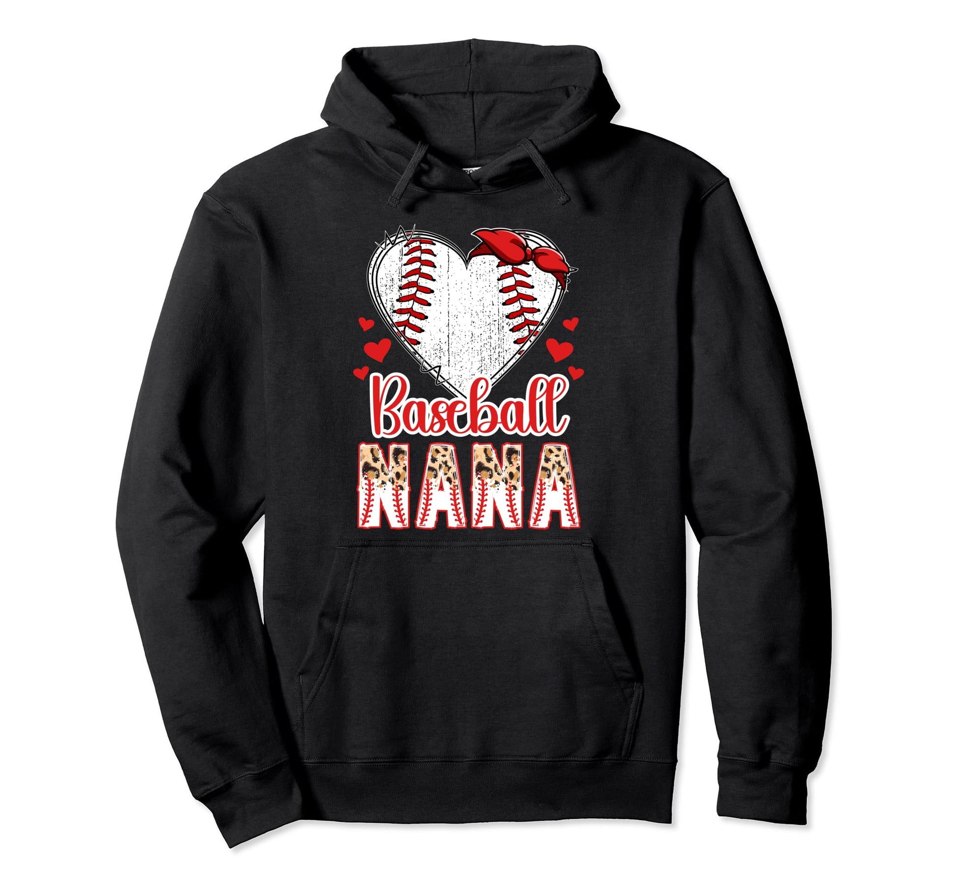 Baseball Nana Leopard Grandma Nana Hoodie - Aesthetic Graphic for Adults - T-Shirt, Sweatshirt, Hoodie