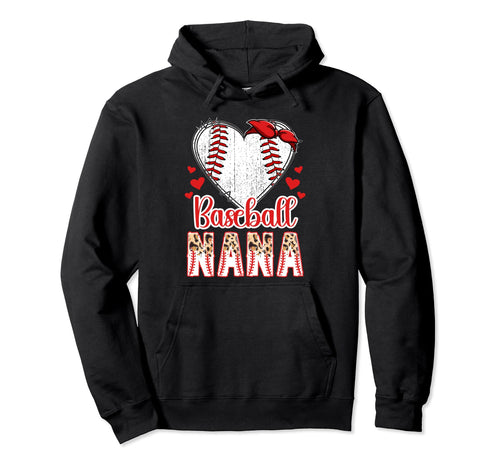 Baseball Nana Leopard Grandma Nana Hoodie - Aesthetic Graphic for Adults - T-Shirt, Sweatshirt, Hoodie