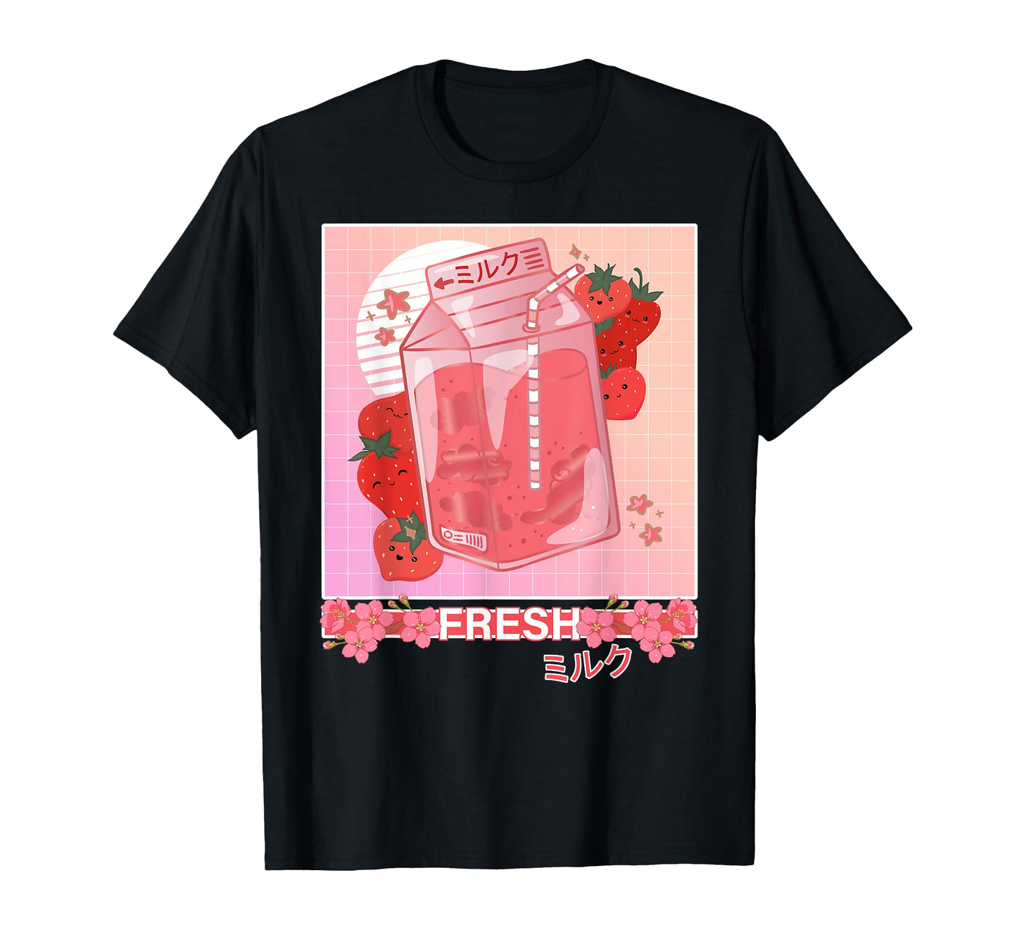 Fresh Japanese Strawberry Milk 90S T-Shirt - Aesthetic Graphic Men Women - T-Shirt, Sweatshirt, Hoodie