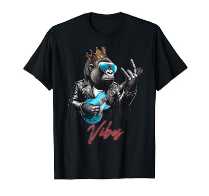 Rock Good Vibes Gorilla T-Shirt - Custom Art Print Unisex - T-Shirt, Sweatshirt, Hoodie