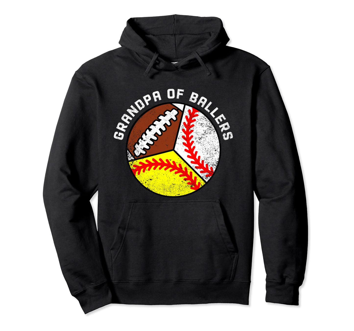 Grandpa Ballers Funny Baseball Softball Hoodie - Graphic Print for Adults - T-Shirt, Sweatshirt, Hoodie