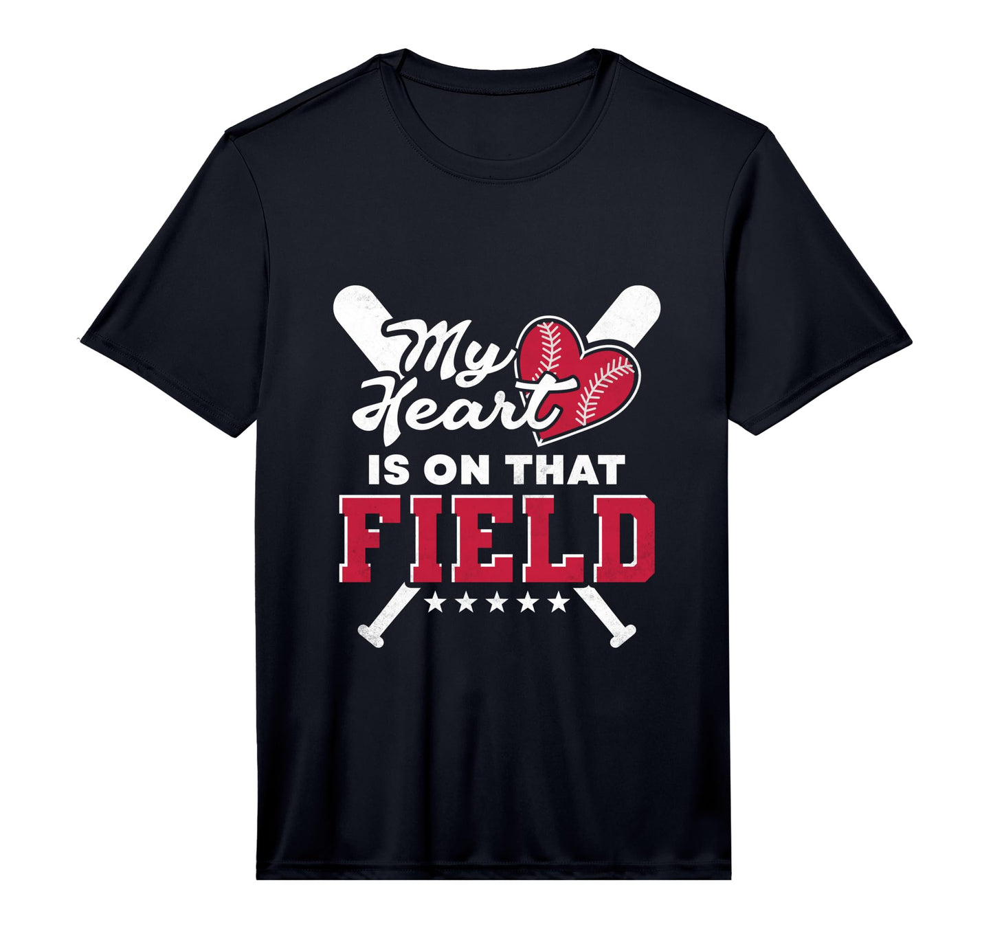 Mens My Heart Is That Field Baseball T-Shirt - Novelty Apparel Unisex - T-Shirt, Sweatshirt, Hoodie