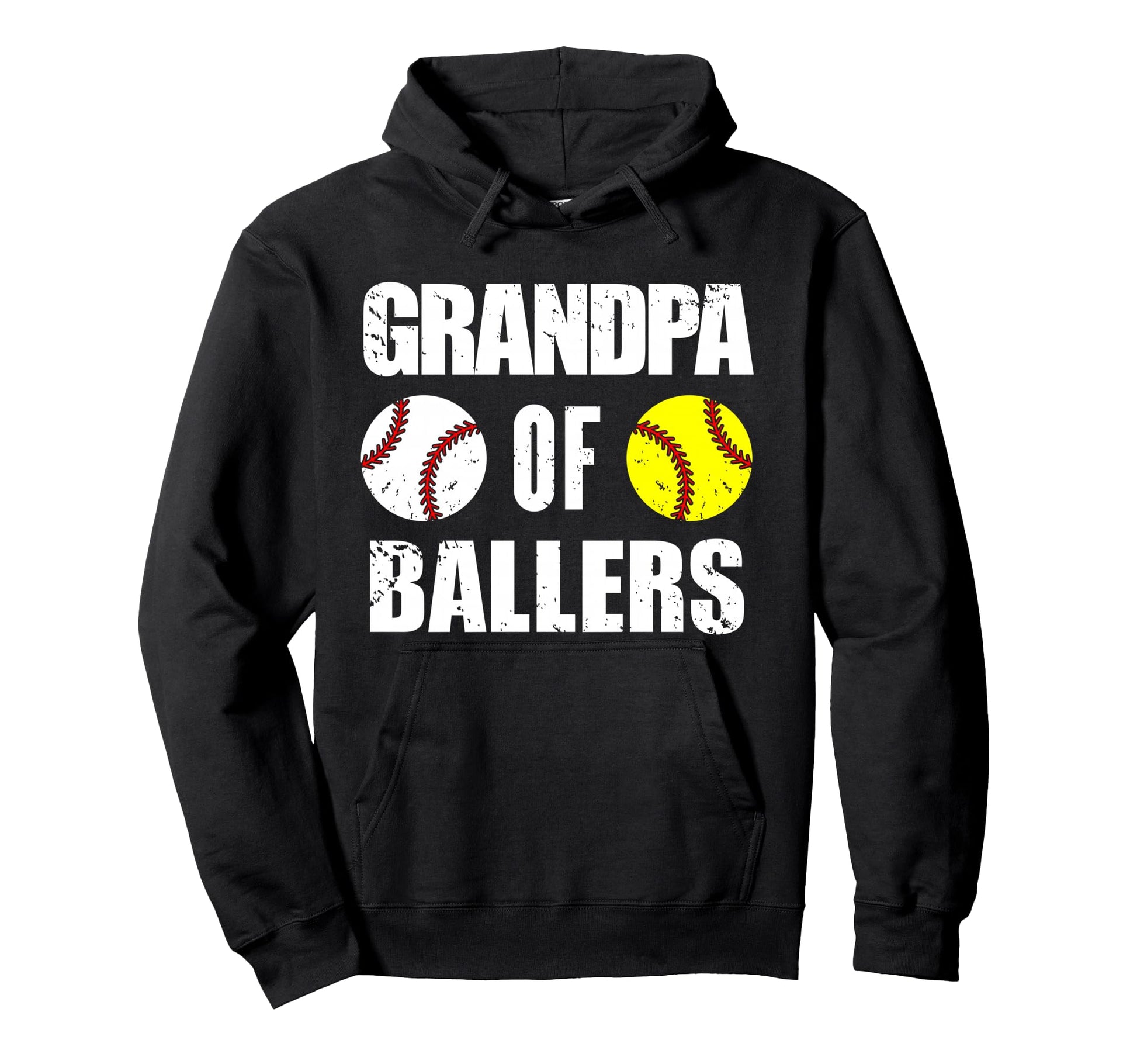 Grandpa Ballers Funny Baseball Hoodie - Casual Everyday Wear Men Women - T-Shirt, Sweatshirt, Hoodie