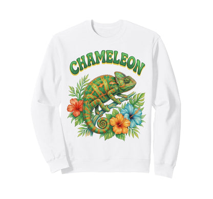 Chameleon Groovy Floral Chameleon Sweatshirt - Custom Art Print Men Women - T-Shirt, Sweatshirt, Hoodie