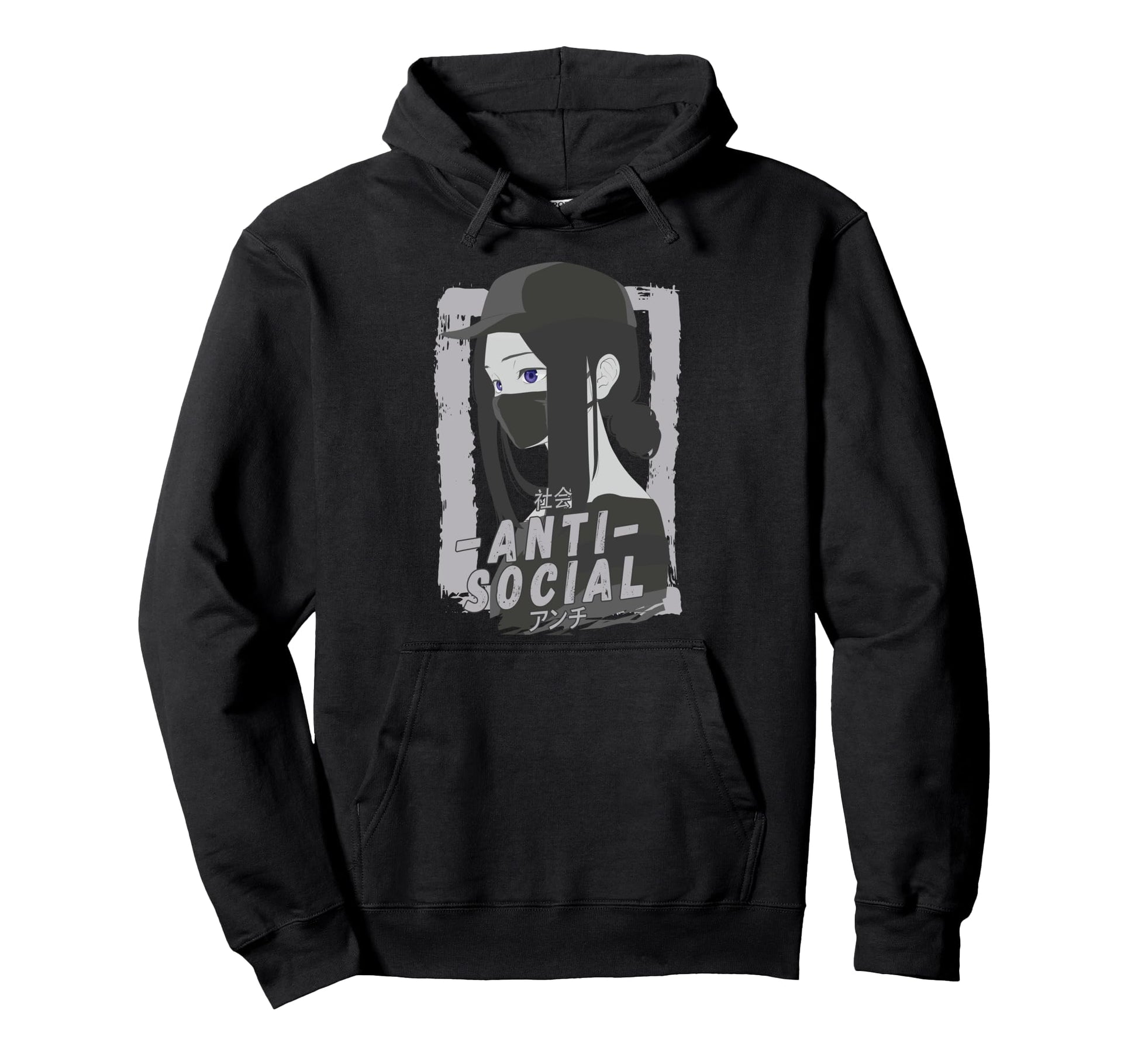 Dark Anime Anti Social Japanese Hoodie - Trendy Graphic for Adults - T-Shirt, Sweatshirt, Hoodie