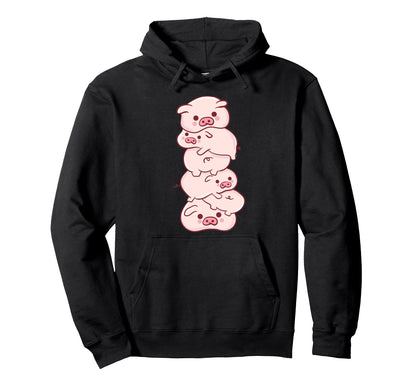 Kawaii Anime Pigs Pile Pig Aesthetic Hoodie - Trendy Graphic Unisex - T-Shirt, Sweatshirt, Hoodie