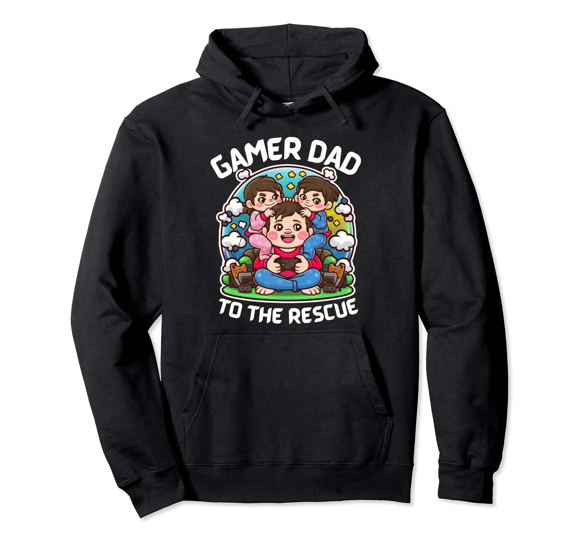Funny Gamer Dad To Rescue Hoodie - Novelty Apparel for Adults - T-Shirt, Sweatshirt, Hoodie