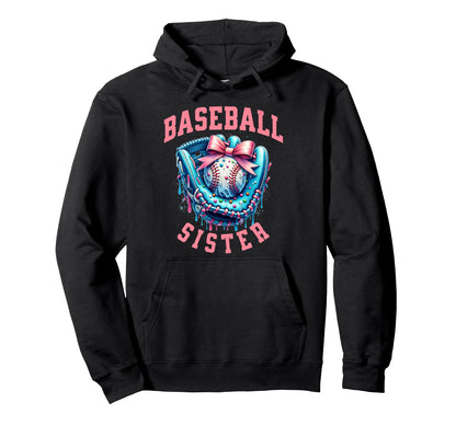 Baseball Sister Coquette Bow Cheer Hoodie - Casual Everyday Wear Men Women - T-Shirt, Sweatshirt, Hoodie