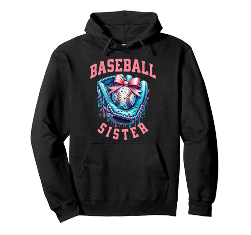 Baseball Sister Coquette Bow Cheer Hoodie - Casual Everyday Wear Men Women - T-Shirt, Sweatshirt, Hoodie