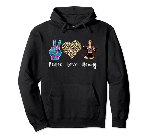 Boxing Leopard Love Peace Kickboxer Hoodie - Trendy Graphic Men Women - T-Shirt, Sweatshirt, Hoodie