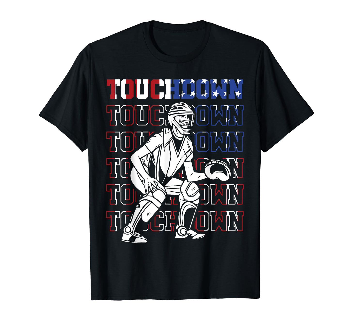 American Flag Baseball Player Touchdown T-Shirt - Graphic Print Unisex - T-Shirt, Sweatshirt, Hoodie