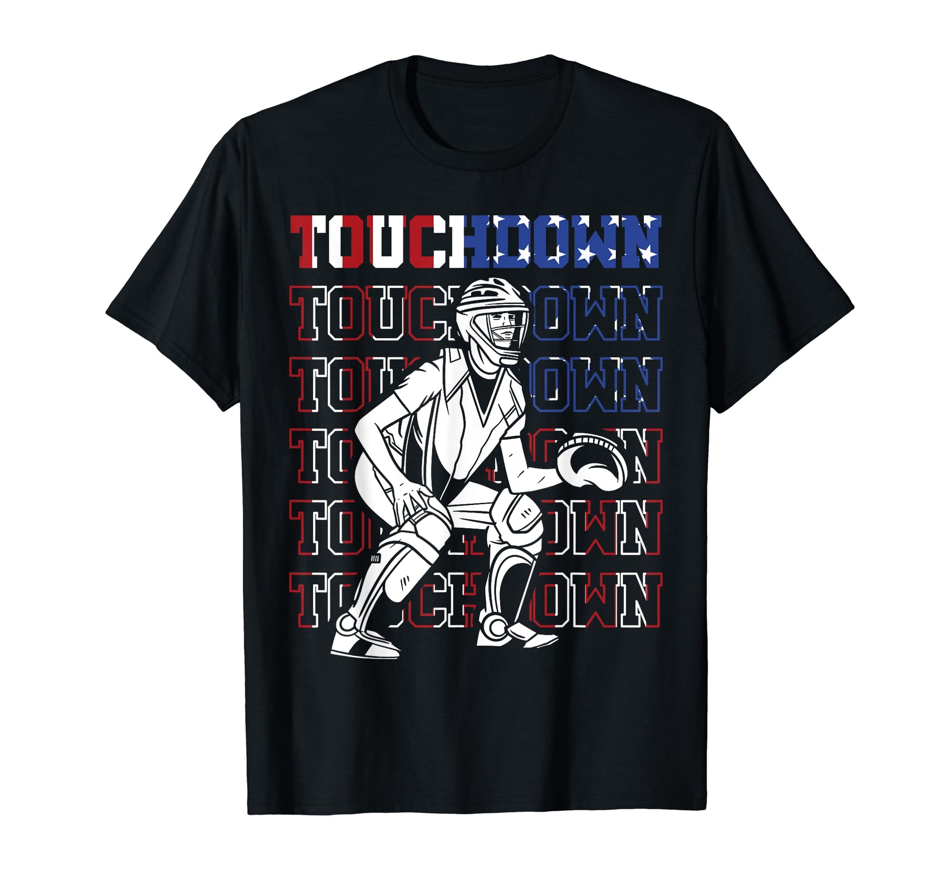 American Flag Baseball Player Touchdown T-Shirt - Graphic Print Unisex - T-Shirt, Sweatshirt, Hoodie