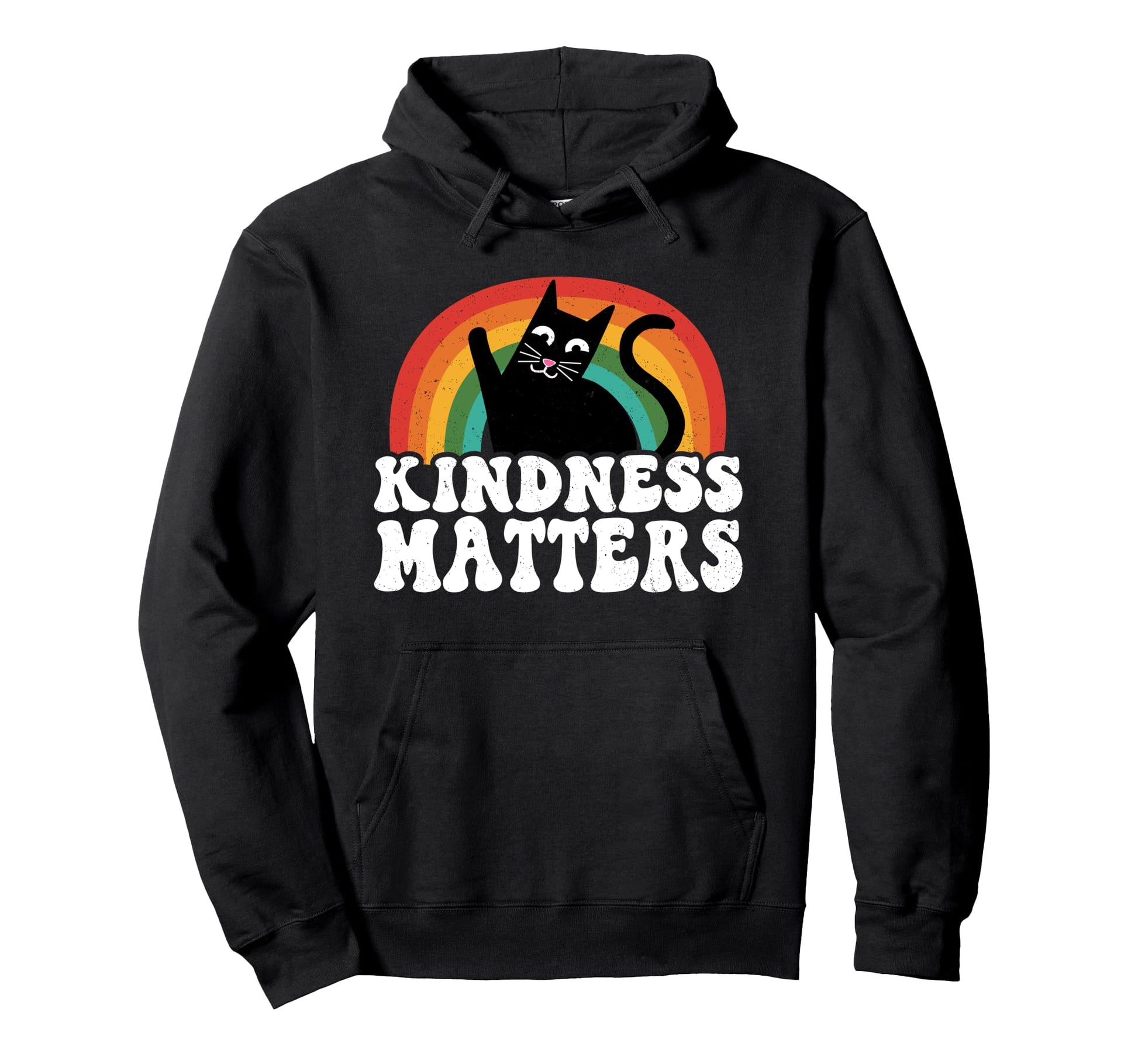 Cat Anti Bullying Rainbow Kindness Hoodie - Aesthetic Graphic Unisex - T-Shirt, Sweatshirt, Hoodie