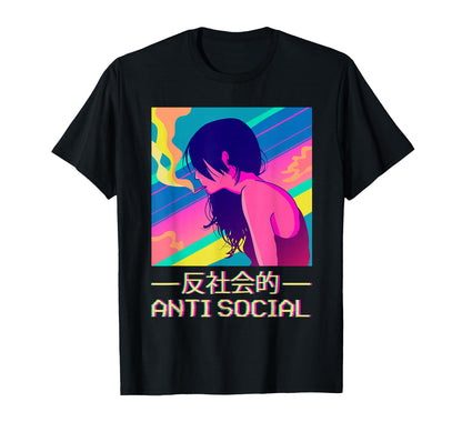 Anti Social Smoking Anime Japanese T-Shirt - Streetwear Style Men Women - T-Shirt, Sweatshirt, Hoodie