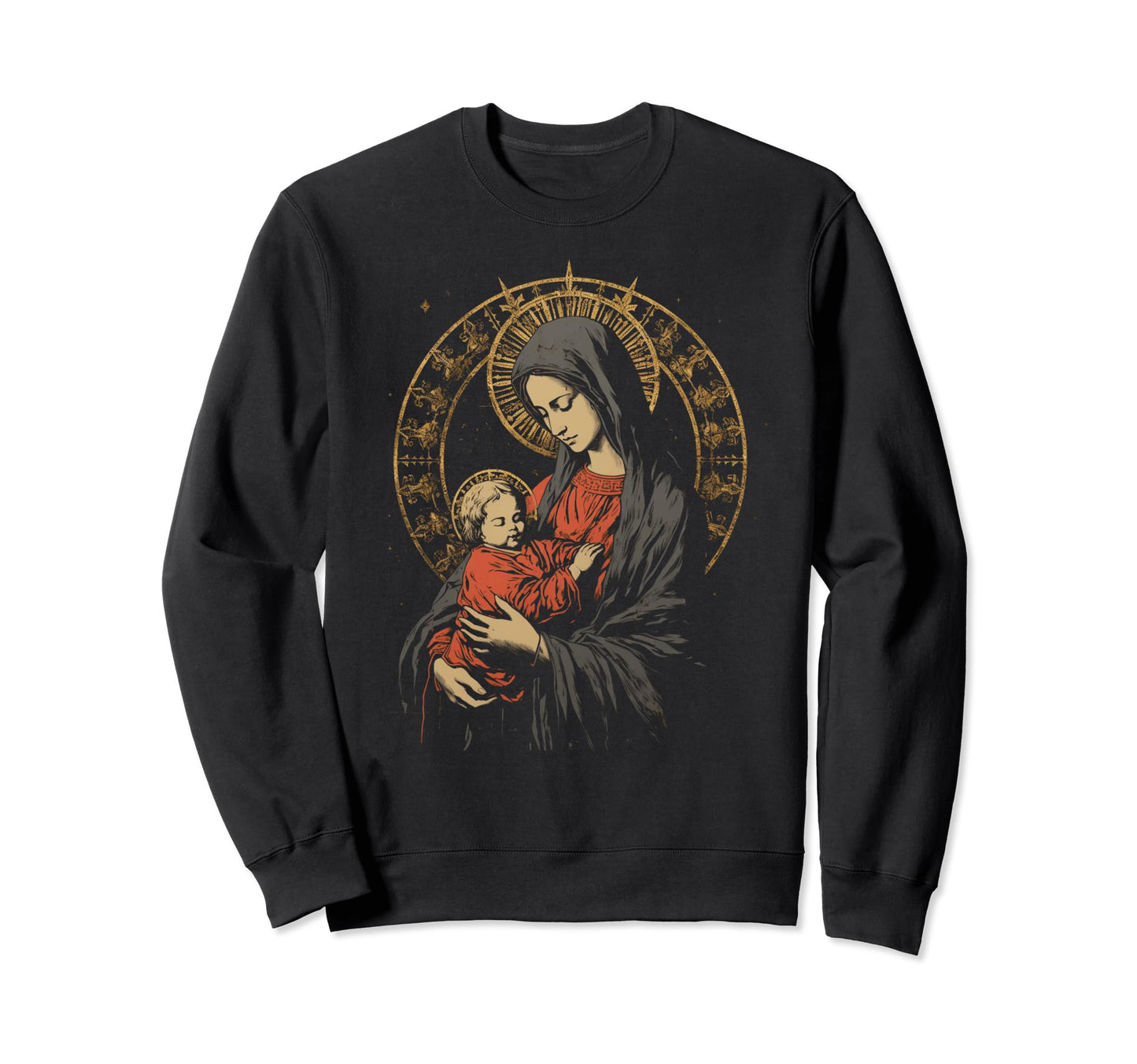 Mary Jesus Distressed 90S Goth Sweatshirt - Casual Everyday Wear Unisex - T-Shirt, Sweatshirt, Hoodie