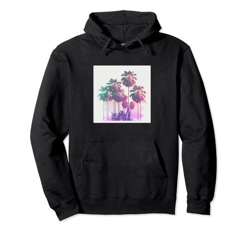 Vaperwave Aesthetic Glitch Palm Tree Hoodie - Minimalist Print Unisex - T-Shirt, Sweatshirt, Hoodie