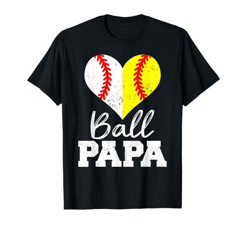 Baseball Softball Papa Heart Funny T-Shirt - Novelty Apparel Men Women - T-Shirt, Sweatshirt, Hoodie