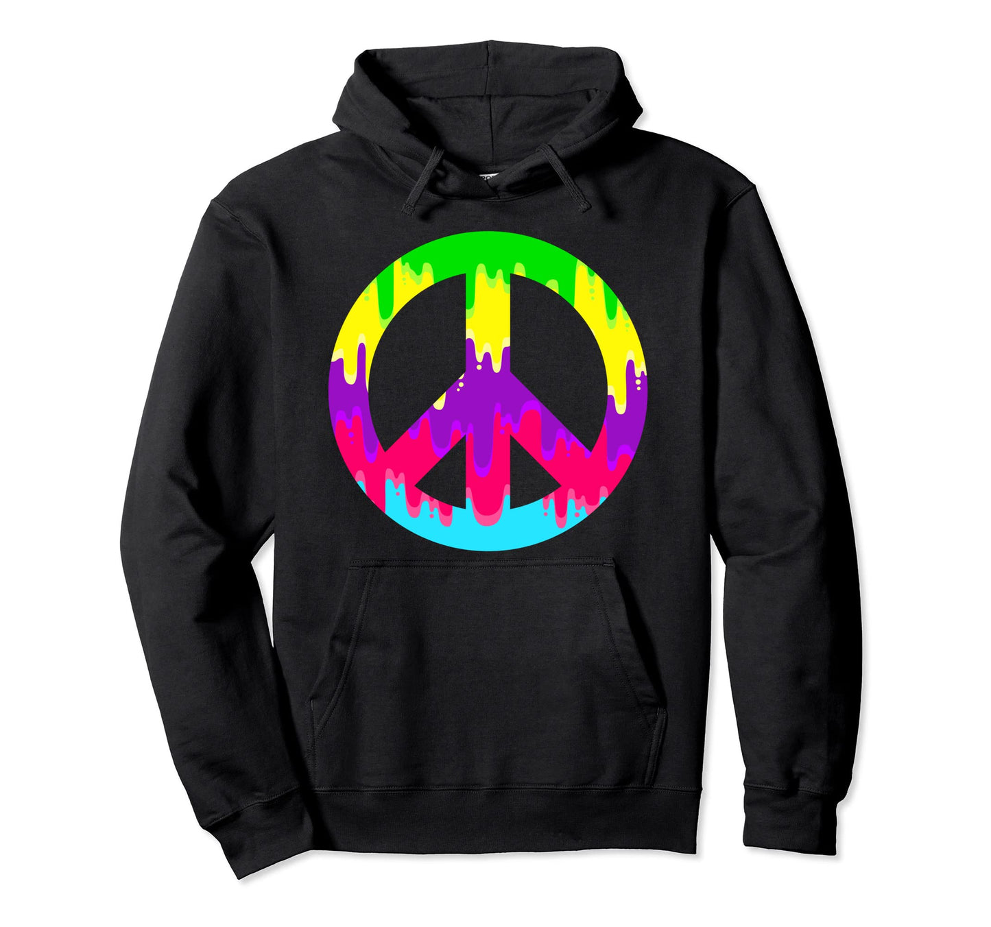 Dripping Paint Peace Sign 60S 70S Hoodie - Trendy Graphic for Adults - T-Shirt, Sweatshirt, Hoodie
